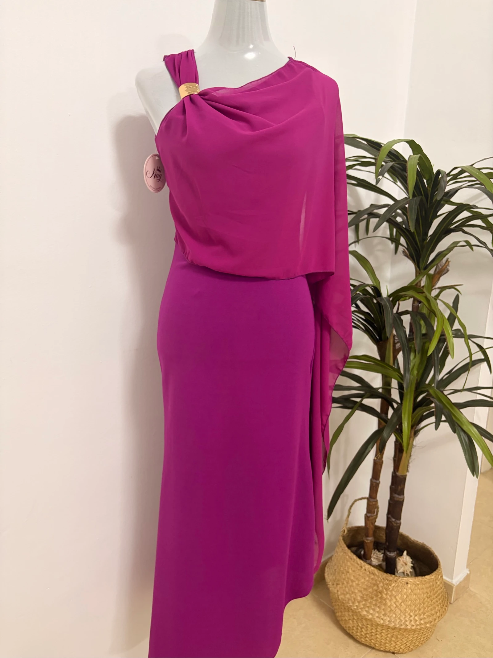 Purple party dress with chiffon – photo 2